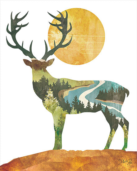Marla Rae MAZ5831 - MAZ5831 - Forest Deer - 12x16 Abstract, Deer, Lodge, Double Exposure, Landscape, Trees, River, Sun from Penny Lane