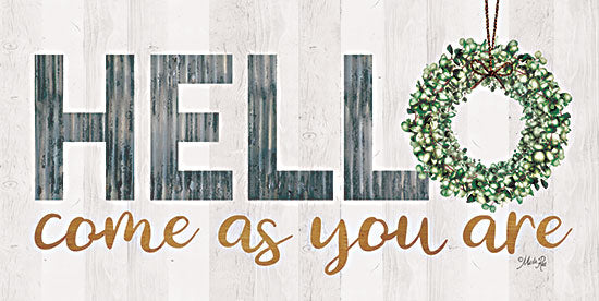 Marla Rae MAZ5839 - MAZ5839 - Hello - Come as You Are - 18x9 Hello, Come as You Are, Greeting, Wreath, Greenery, Calligraphy, Signs from Penny Lane