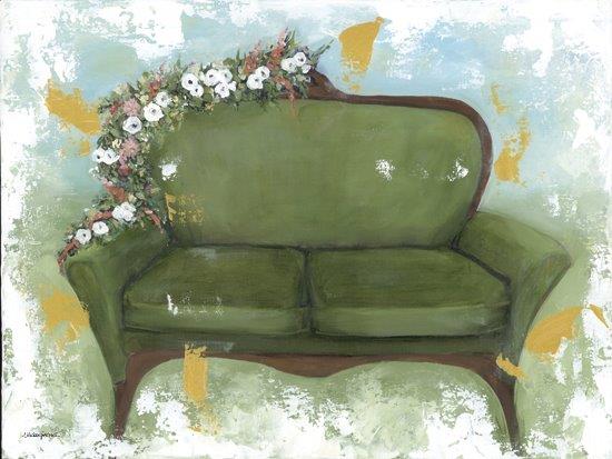 Mackenzie Kissell MKA167 - MKA167 - Spring Floral Couch - 16x12 Still Life, Couch, Green Couch, Flowers, Spring Flowers, Floral Garland, Abstract from Penny Lane