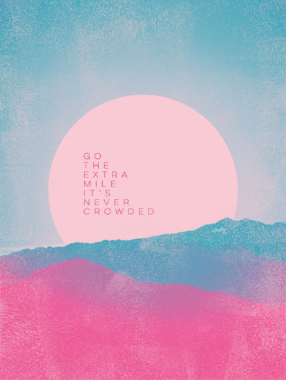 Misty Michelle MMD387 - MMD387 - Go the Extra Mile  - 12x16 Go the Extra Mile, Pink and Teal, Contemporary, Tween, Signs, Abstract from Penny Lane