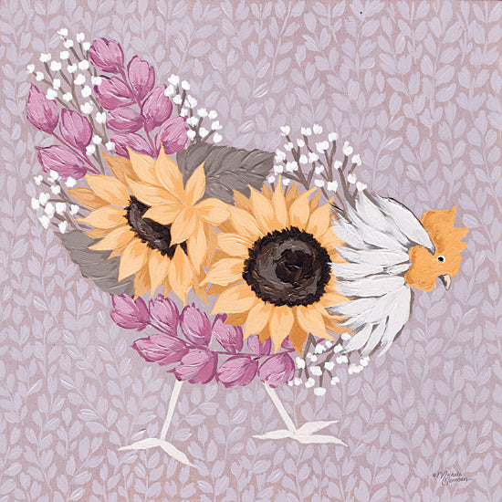 Michele Norman MN346 - MN346 - Sunflower Hen I - 12x12 Hen, Chicken, Sunflowers, Fall Flowers, Flowers, Whimsical from Penny Lane
