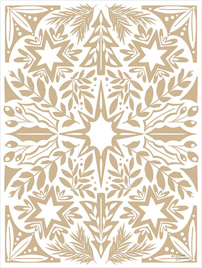 Michele Norman  MN378 - MN378 - Scandinavian Winter Gold - 12x16 Folk Art, White, Gold, Patterns, Scandinavian Winter Gold, Winter from Penny Lane