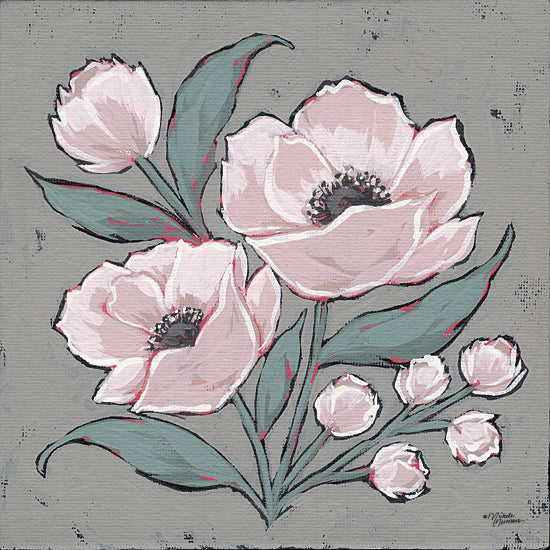 Michele Norman MN404 - MN404 - Simple Spring - 12x12 Flowers, Pink Flowers, Blooms, Flower Buds, Spring Flowers, Gray Background from Penny Lane