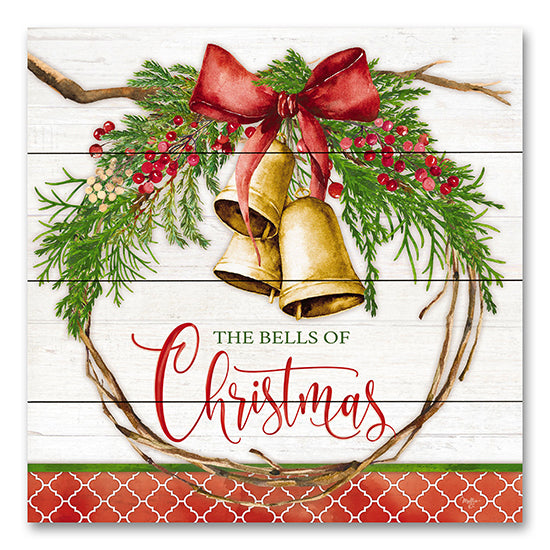 Mollie B. MOL2129PAL - MOL2129PAL - The Bells of Christmas - 12x12 The Bells of Christmas, Christmas, Holidays, Bells, Wreath, Greenery, Berries, Plaid, Typography, Signs from Penny Lane