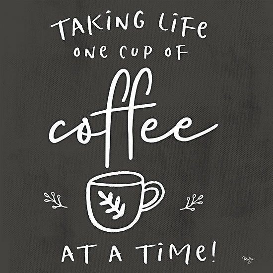 Mollie B. MOL2147 - MOL2147 - One Cup at a Time - 12x12 One Cup at a Time, Humorous, Coffee, Drink, Kitchen, Black & White, Signs from Penny Lane