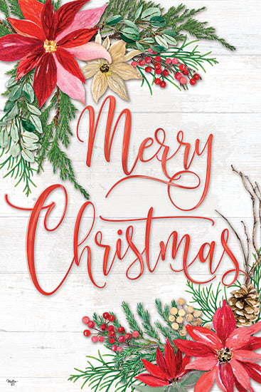 Mollie B. MOL2176 - MOL2176 - Merry Christmas Poinsettias - 12x12 Christmas, Holidays, Poinsettias, Christmas Flowers, Pine Spring, Typography, Signs, Winter from Penny Lane