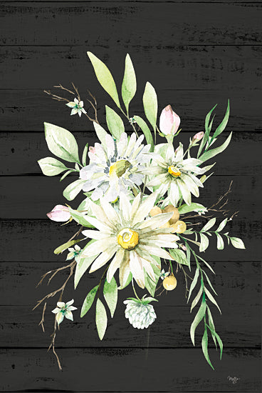 Mollie B. MOL2562 - MOL2562 - Daisy Bouquet - 12x18 Flowers, Daisies, Bouquet, White Flowers, Greenery, Spring, Spring Flowers, Black Background from Penny Lane