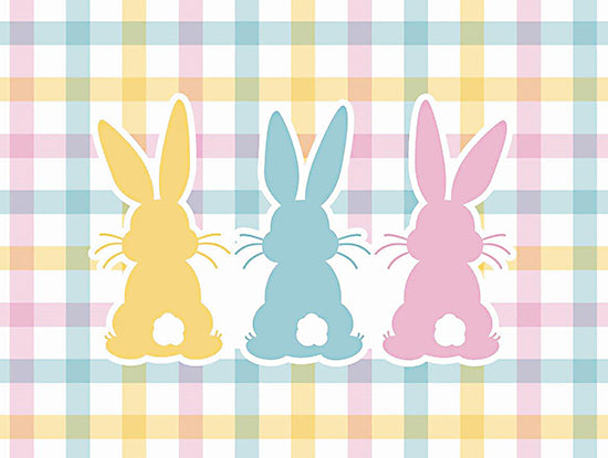 Mollie B. MOL2631 - MOL2631 - Trio of Easer Bunnies - 16x12 Easter, Easter Bunny, Rabbits, Plaid, Trio of Easter Bunnies, Yellow, Blue, Pink from Penny Lane