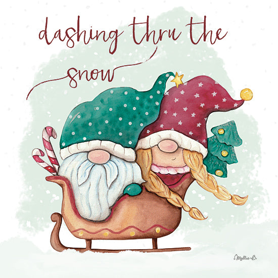 Mollie B. MOL2725 - MOL2725 - Dashing Thru the Snow - 12x12 Christmas, Holidays, Gnomes, Sleigh, Candy Canes, Christmas Trees, Winter, Snow, Dashing Thru the Snow, Typography, Signs, Textual Art, Whimsical from Penny Lane