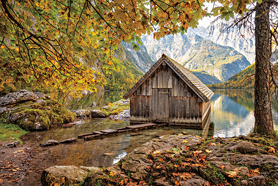 Martin Podt MPP645 - MPP645 - The Boathouse - 18x12 Boathouse, Lake, Mountains, Trees, Photography from Penny Lane