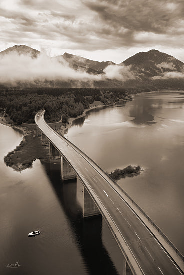 Martin Podt MPP845 - MPP845 - This way to the Mountains     - 12x18 Mountains, Road, Lake, Landscape, Sepia, Photography from Penny Lane