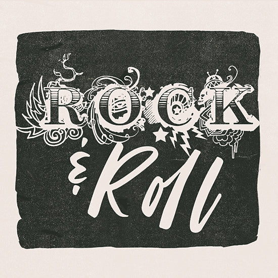 Masey St. Studios MS177 - MS177 - Rock & Roll - 12x12 Rock & Roll, Music, Retro, Black & White, Typography, Signs from Penny Lane