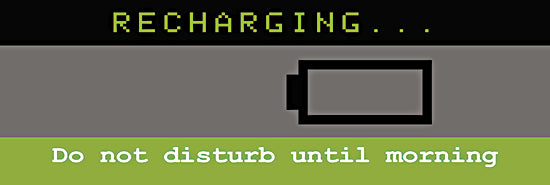 Masey St. Studios MS186 - MS186 - Recharging until Morning - 18x6 Recharging, Video Games, Humorous, Masculine, Retro, Typography, Signs from Penny Lane