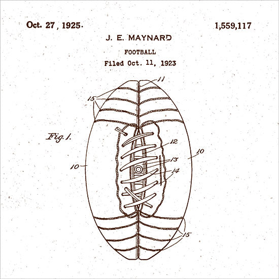 Masey St. Studios MS198 - MS198 - Football Patent - 12x12  Sports, Football, Patent, Football Patent, Chart, Typography, Signs, Textual Art, Masculine, Black & White, Fall from Penny Lane