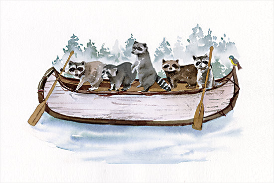 Masey St. Studios MS262 - MS262 - Raccoon Canoe Adventure - 18x12 Lake, Whimsical, Canoe, Raccoons, Oars, Raccoon Canoe Adventure from Penny Lane