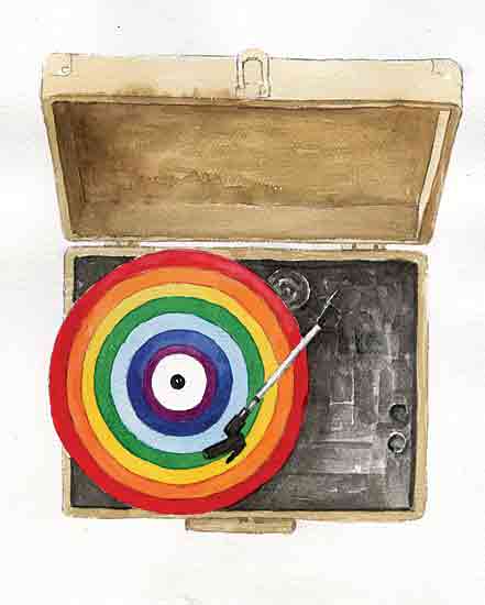 Masey St. Studios MS277 - MS277 - Retro Turntable  - 12x16 Music, Record Player, Turntable, Retro, Vintage, Pride, Rainbow Record from Penny Lane