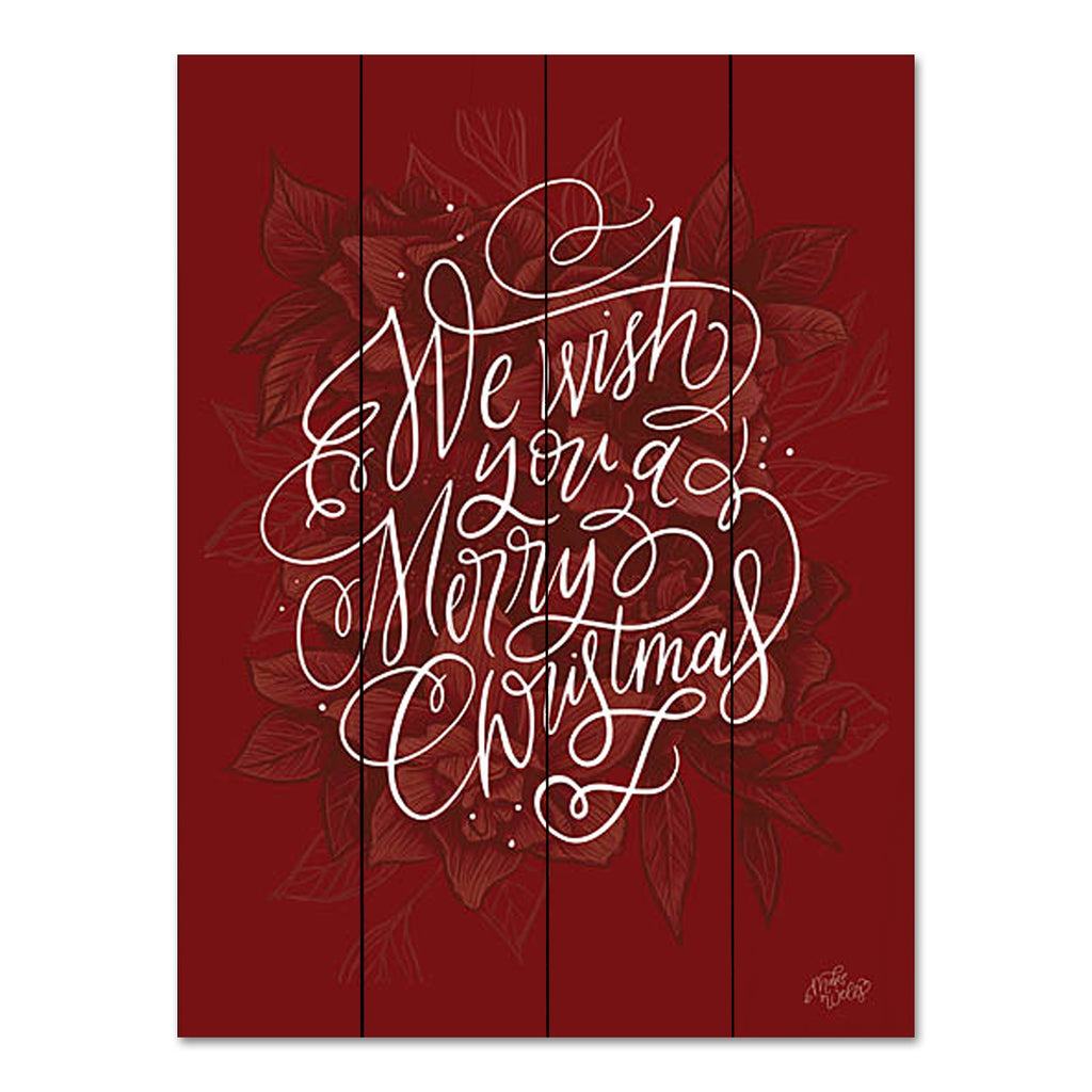 MakeWells MW102PAL - MW102PAL - Floral Merry Christmas - 12x16 Christmas, Holidays, We Wish You a Merry Christmas, Typography, Signs, Textual Art, Winter from Penny Lane