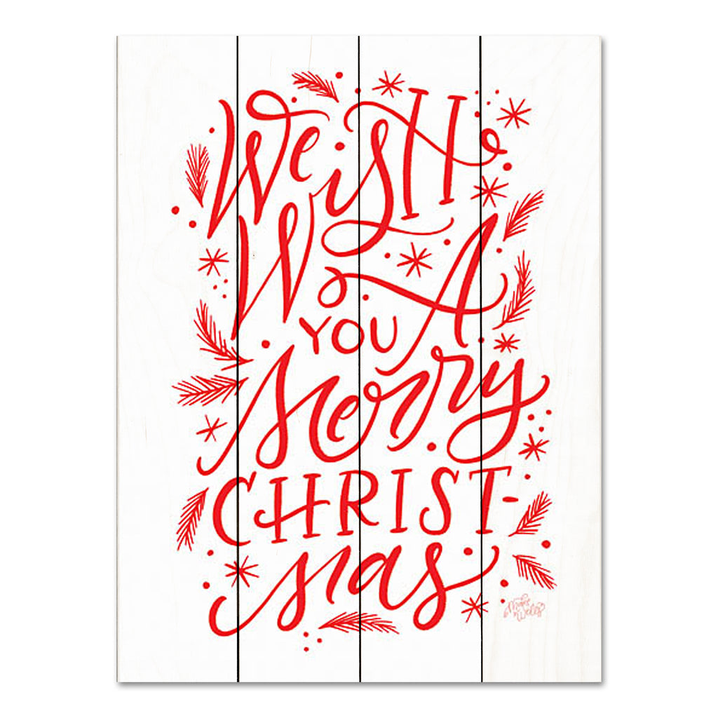 MakeWells MW104PAL - MW104PAL - Merry CHRIST-mas    - 12x16 Christmas, Holidays, We Wish You a Merry Christmas, Typography, Signs, Textual Art, Winter, Red & White from Penny Lane