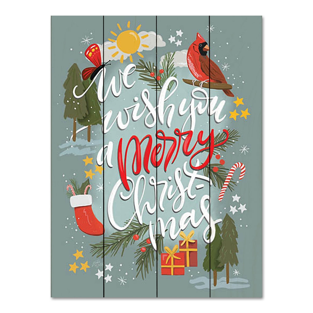MakeWells MW107PAL - MW107PAL - Christmas Cardinal - 12x16 Christmas, Holidays, We Wish You a Merry Christmas, Typography, Signs, Textual Art, Cardinal, Christmas Icons, Winter  from Penny Lane