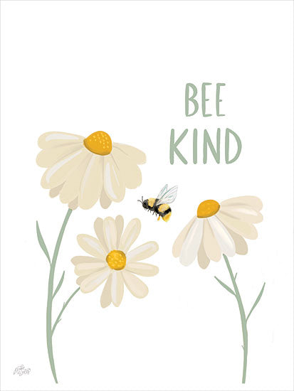 MakeWells MW142 - MW142 - Bee Kind - 12x16 Inspirational, Bee Kind, Typography, Signs, Textual Art, Flowers, Daisies, Spring, Spring Flowers, Bees from Penny Lane
