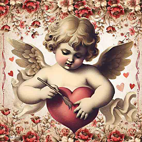 Nicole DeCamp ND349 - ND349 - Be My Valentine Cupid Heart - 12x12 Valentine's Day, Cupid, Angel, Heart, Flowers, Red Flowers, Be My Valentine Cupid Heart from Penny Lane
