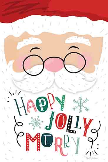 Nicole DeCamp ND377 - ND377 - Happy Jolly Merry Santa - 12x18 Christmas, Holidays, Santa Claus, Happy, Jolly, Merry, Typography, Signs, Textual Art, Winter, Snowflakes from Penny Lane