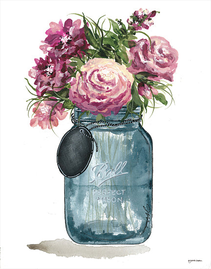 Julie Norkus NOR118 - NOR118 - Stop to Smell the Flowers - 12x16 Flowers, Pink Flowers, Ball Jar, Jar, Country, Mason Jar, Bouquet from Penny Lane