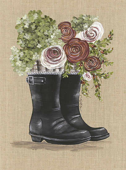 Julie Norkus NOR132 - NOR132 - Rain, Rain Go Away - 12x16 Rainboots, Boots, Flowers, Hydrangeas, Garden from Penny Lane