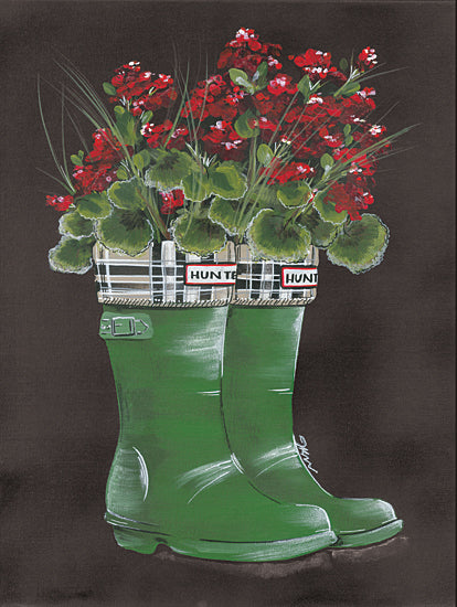 Julie Norkus NOR133 - NOR133 - Rain, Rain Geranium - 12x16 Rainboots, Boots, Flowers, Geraniums, Garden from Penny Lane