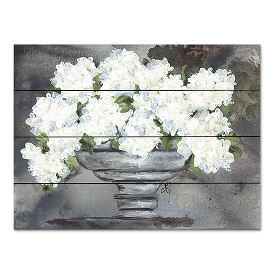 Julie Norkus NOR194PAL - NOR194PAL - Snowball Hydrangeas I - 16x12 Snowball Hydrangeas, Hydrangeas, Flowers, White Flowers, Vase, Abstract from Penny Lane