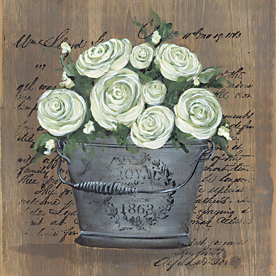 Julie Norkus NOR210 - NOR210 - Heavenly Roses - 12x12 Flowers, Roses, Spring, Springtime, Bouquet, Pail, Still Life, Shabby Chic from Penny Lane