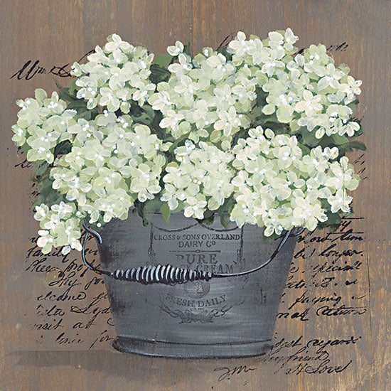 Julie Norkus NOR211 - NOR211 - Heavenly Hydrangeas II - 12x12 Flowers, Hydrangeas, Spring, Springtime, Bouquet, Pail, Still Life, Shabby Chic from Penny Lane