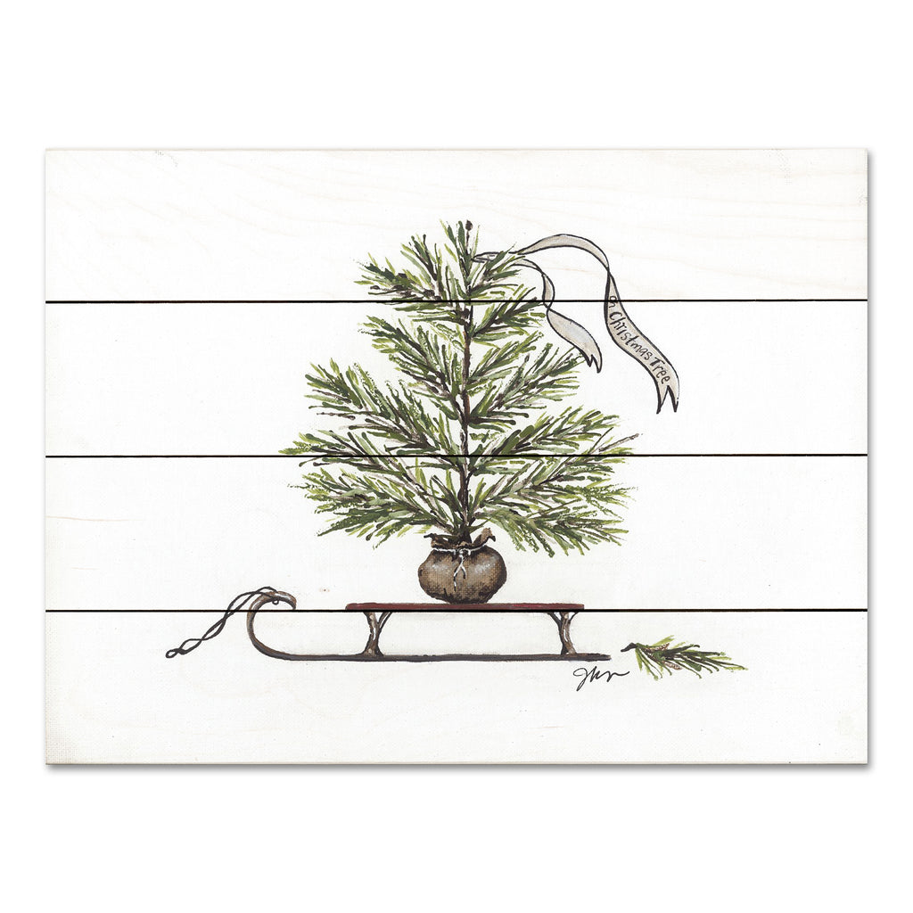 Julie Norkus NOR245PAL - NOR245PAL - Tree Harvest - 16x12 Christmas Tree, Christmas, Holidays, Sled, Tree, Simplistic, Banner from Penny Lane