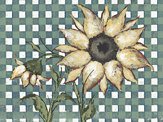 Julie Norkus NOR273 - NOR273 - Plaid Sunflowers - 16x12 Sunflowers, Flowers, Fall Flowers, Green Plaid, Patterns, Fall from Penny Lane