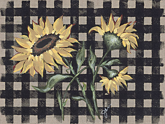 Julie Norkus NOR275 - NOR275 - Sunflowers Plaid II - 16x12 Sunflowers, Flowers, Fall Flowers, Black Plaid, Patterns, Fall from Penny Lane