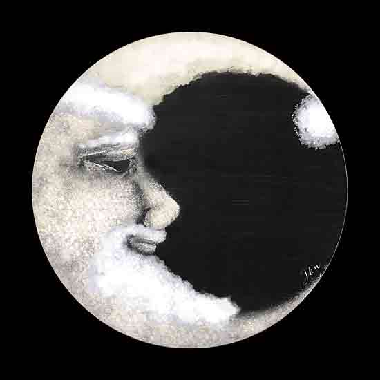 Julie Norkus NOR286 - NOR286 - Santa Moon - 12x12 Christmas, Holidays, Santa Claus, Moon, Whimsical, Black & White, Winter from Penny Lane