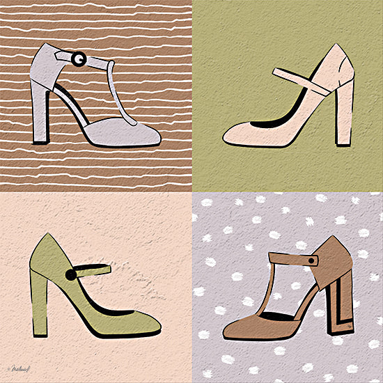 Martina Pavlova PAV548 - PAV548 - Heels for You - 12x12 Fashion, Shoes, High Heel Shoes, Muted Colors, Green, Tan, Patterns, Girls from Penny Lane