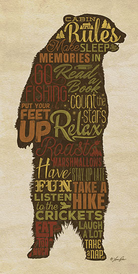 Lauren Rader RAD1088 - Cabin Rules - Bear, Cabin, Rules, Typography from Penny Lane Publishing