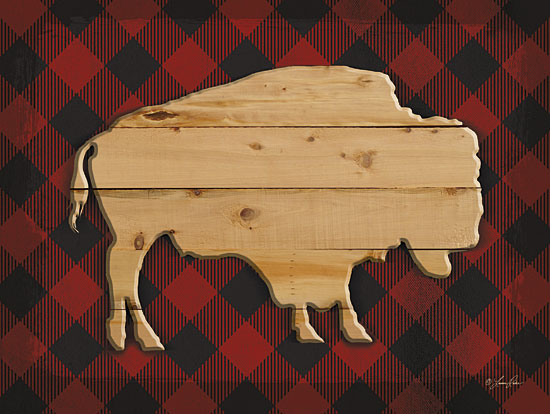 Lauren Rader RAD1100 - Wood and Plaid Buffalo - Wood, Buffalo, Plaid, Lodge from Penny Lane Publishing