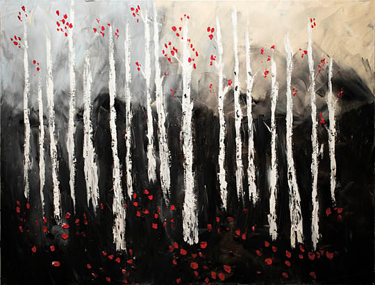 Roey Ebert REAR157 - Little Red Birch Forest - Abstract, Red, Tree, Birch, Landscape from Penny Lane Publishing
