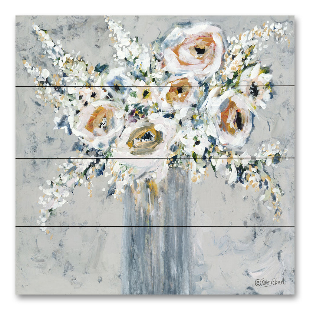 Roey Ebert REAR339PAL - REAR339PAL - Blooms in Blue Vase - 12x12 Abstract, Flowers, White Flowers, Vase, Bouquet, Botanical from Penny Lane
