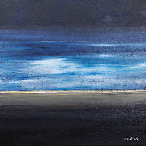 Roey Ebert REAR385 - REAR385 - Moon Glow on the Water - 12x12 Abstract, Dark Colors, Blue, Gold, Contemporary from Penny Lane