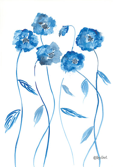 Roey Ebert REAR399 - REAR399 - Blue Poppies - 12x18 Abstract, Flowers, Poppies, Blue Poppies, Blue & White from Penny Lane