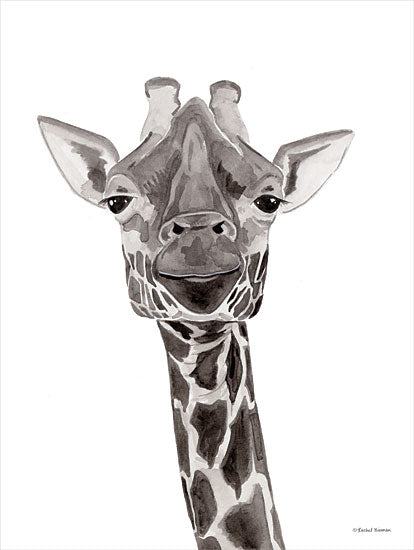 Rachel Nieman RN270 - RN270 - Safari Giraffe Peek-a-boo - 12x16 Giraffe, Portrait, Gray & White from Penny Lane
