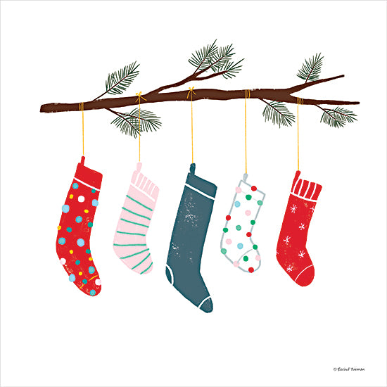 Rachel Nieman RN286 - RN286 - Playful Holiday Stockings     - 12x12 Holidays, Christmas, Stockings, Primitive from Penny Lane