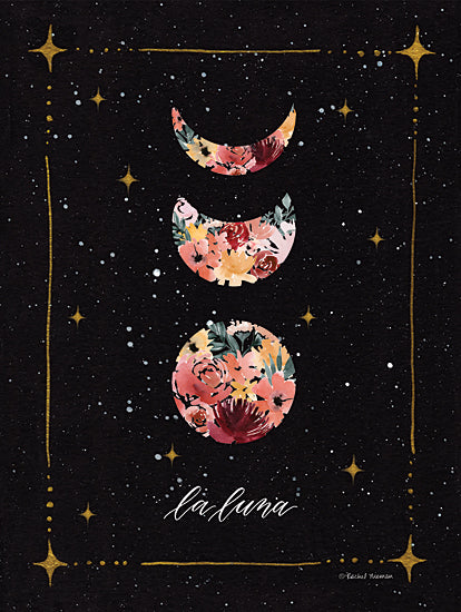 Rachel Nieman RN321 - RN321 - La Luna Moon Phases    - 12x16 La Luna Moon Phases, Moon, Flowers, Celestial, Signs from Penny Lane
