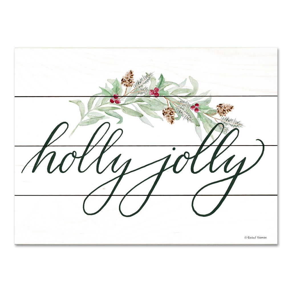 Rachel Nieman RN384PAL - RN384PAL - Holly Jolly - 16x12 Holly Jolly, Christmas, Holidays, Greenery, Berries, Pinecones, Typography, Signs from Penny Lane