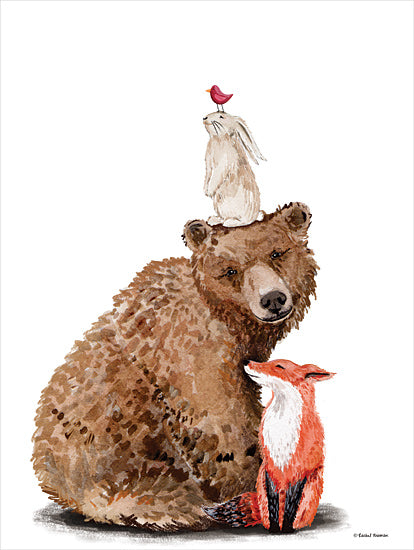Rachel Nieman RN417 - RN417 - Forest Friends - 12x16 Baby, Baby's Room, Forest Friends, Bear, Fox, Rabbit, Bird, Whimsical, Animals, Decorative from Penny Lane