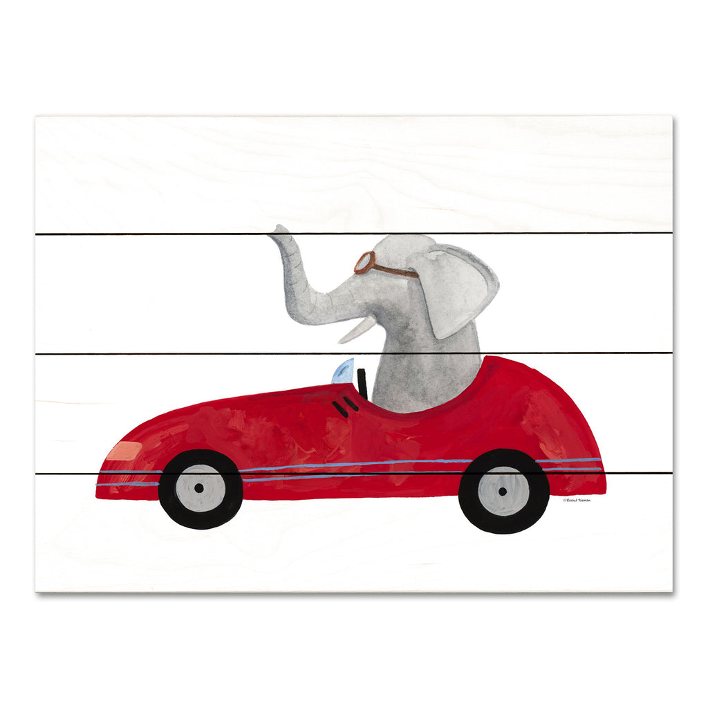 Rachel Nieman RN423PAL - RN423PAL - Elephant in a Car - 16x12 Elephant in a Car, Elephant, Sportscar, Whimsical, Children from Penny Lane