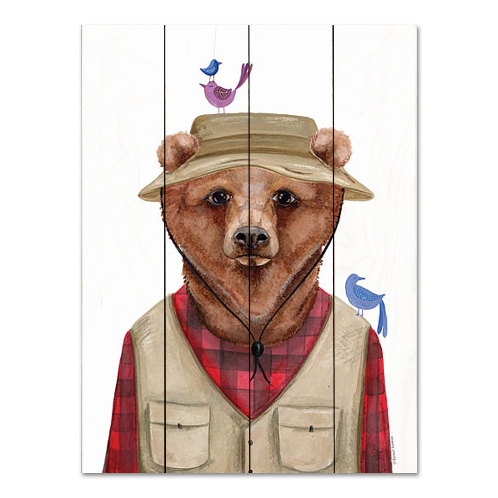 Rachel Nieman RN444PAL - RN444PAL - Camping Bear - 12x16 Lodge, Bear, Whimsical, Birds, Masculine, Fishing, Fall from Penny Lane